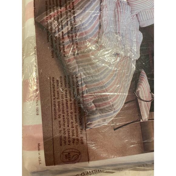 Vintage New SPRINGMAID Wondercale King Flat Sheet Striped Bed Linens NOS USA - Picture 6 of 8